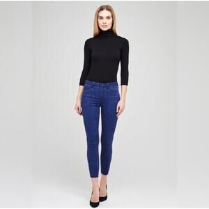 L’agence Margot Mid Rise Skinny Jeans Retro Blue Black Houndstooth Size 25 NWT